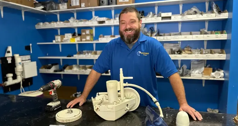 In-store pool equipment maintenance by Blue Wave.