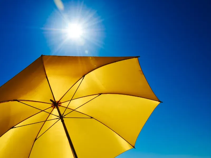 Umbrella over a pool.