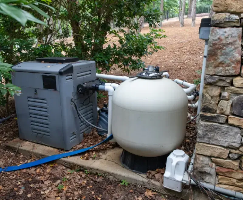 Pool pump from the outside.
