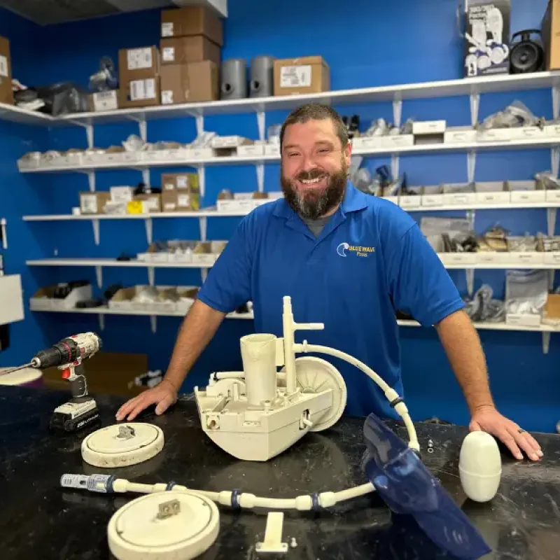 In-store pool equipment maintenance by Blue Wave.